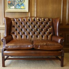 Leather Georgian Wing Settee